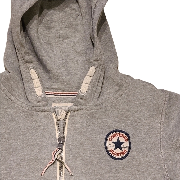 CONVERSE Kids Full Zip Grey Hoodie Size L 6-7 Yrs - Picture 3 of 6